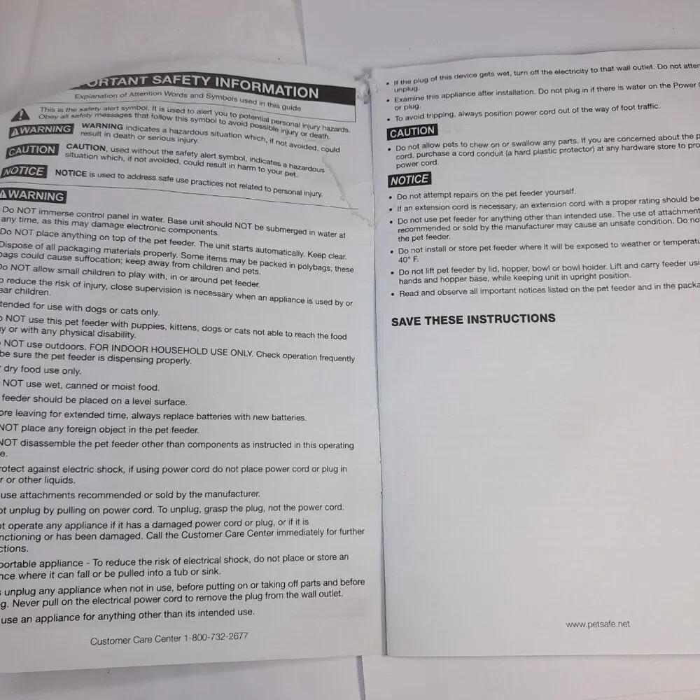 Petsafe Healthy Pet Simply Feed‎ PFD00-14574 manual operating guide instructions